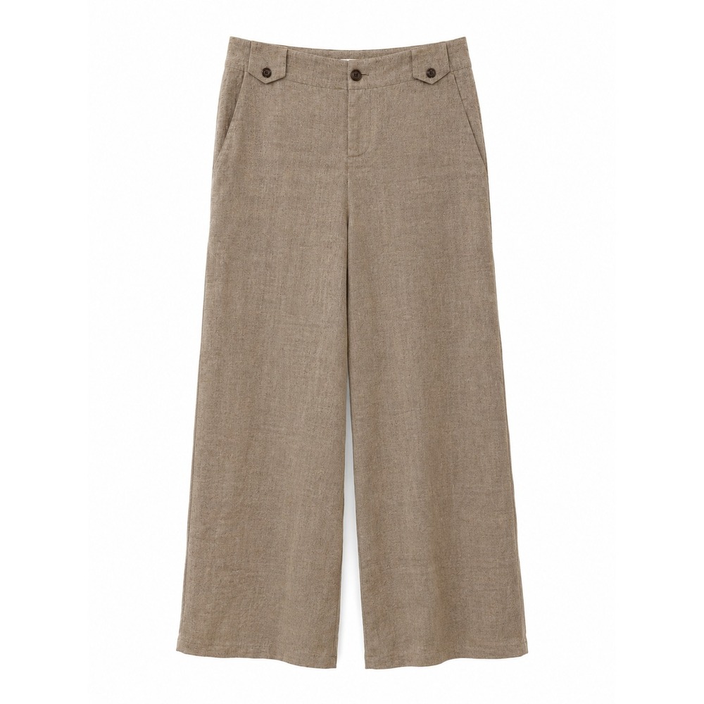 Banana Republic Flat Front Ryan Fit Wide Leg Linen Trouser Pants Tan 10 Tall EUC - Picture 2 of 5